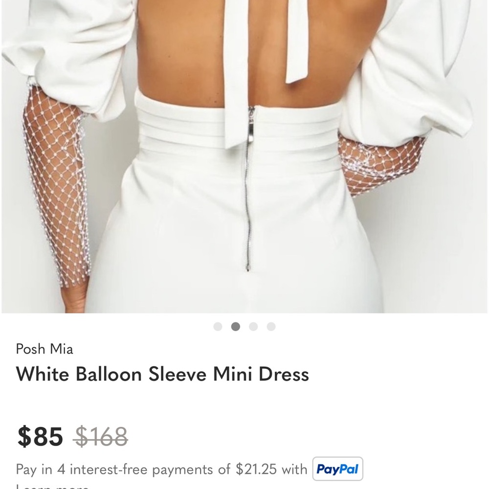 Elegant White Puff Sleeve Mini Dress - Picture 7 of 7